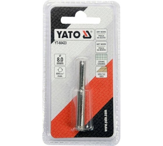 Сверло алмазное по керамограниту 8 мм YATO YT-60423