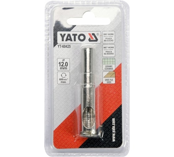 Сверло алмазное по керамограниту 12 мм YATO YT-60425