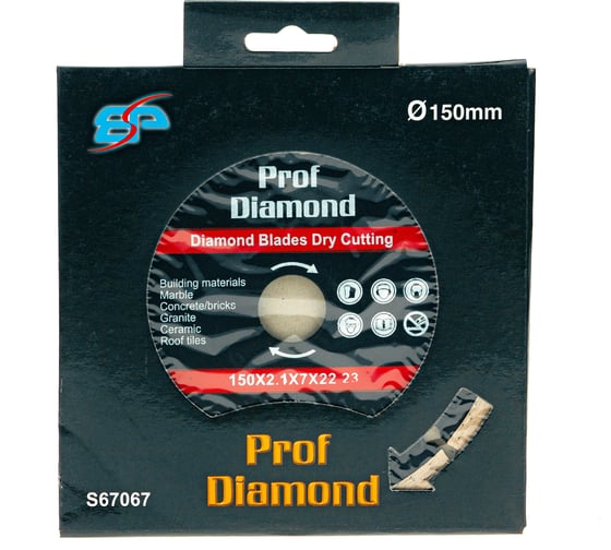 Диск алмазный отрезной по бетону и камню Prof Diamond TGS 150x22.2xZ12/7x2.1мм TORGWIN S67067