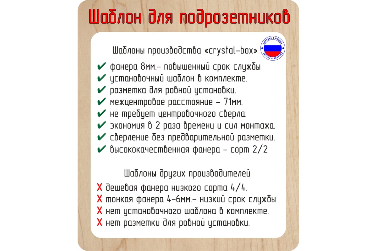 Шаблон для сверления подрозетников на 1 отверстие, 68 мм, толщина 8 мм  расстояние 71 мм РОТОР 1Shablon-v3-68 - выгодная цена, отзывы,  характеристики, фото - купить в Москве и РФ