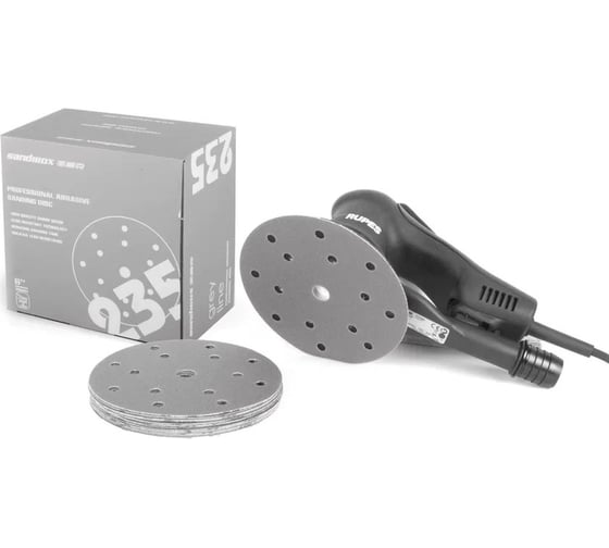 Диск шлифовальный на пленочной основе 235 Grey Zirconia Р150, 100 шт, 150 мм, 15 отверстий SANDWOX 235.150.150.15
