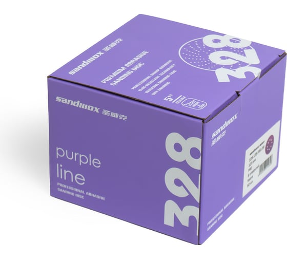 Диск шлифовальный на пленочной основе 328 Purple Zirconia Multi holes Р100, 50 шт, 150 мм SANDWOX 328.150.100.LC