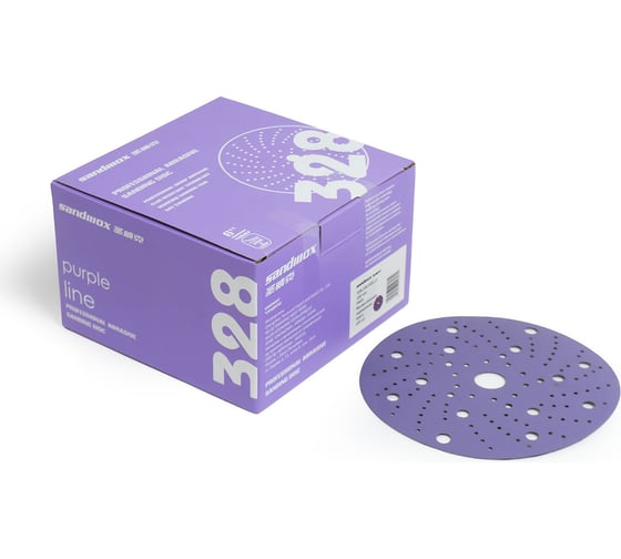 Диск шлифовальный на пленочной основе 328 Purple Zirconia Multi holes Р500, 100 шт, 150 мм SANDWOX 328.150.500.LC 1