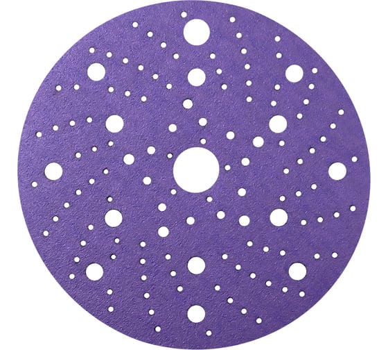 Диск шлифовальный на пленочной основе 328 Purple Zirconia Multi holes Р800, 100 шт, 150 мм SANDWOX 328.150.800.LC