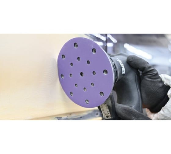 Диск шлифовальный на пленочной основе 328 Purple Zirconia Multi holes Р80, 50 шт, 150 мм SANDWOX 328.150.080.LC
