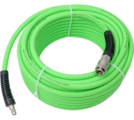 Шланг эластичный резиновый с защитой от перегибов на концах (20 м, 6х12 мм, ПВХ покрытие, быстросъемные соединения) Pegas pneumatic 4932