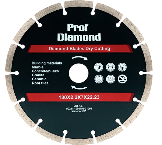 Алмазный диск сегментированный Prof Diamond 180х2.2х7х22.23 мм S.E.B. 106AG-P18022CE 1