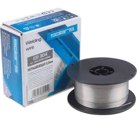 Проволока сварочная ER 304 0.8 мм, для нержавеющей стали, 1 кг SOLARIS WM-ER304-08010