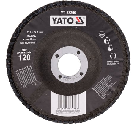 Круг лепестковый тарельчатый 125 мм, Р120, выпуклый YATO YT-83296