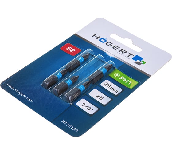 Биты ударные PH1, 25 мм, сталь S2, 5 шт HOEGERT TECHNIK HT1S121