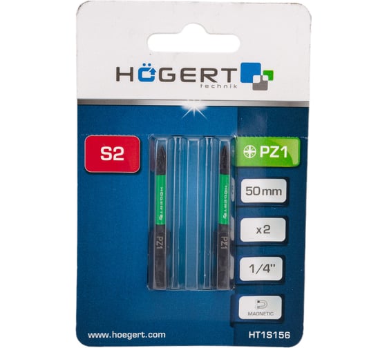 Биты ударные PZ1, 50 мм, сталь S2, 2 шт HOEGERT TECHNIK HT1S156