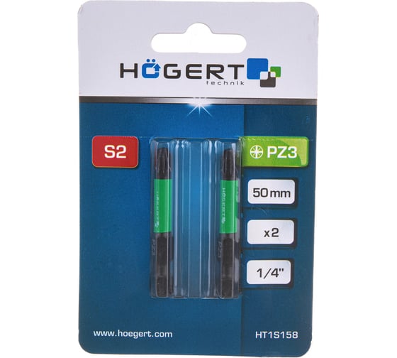 Биты ударные PZ3, 50 мм, сталь S2, 2 шт HOEGERT TECHNIK HT1S158 1