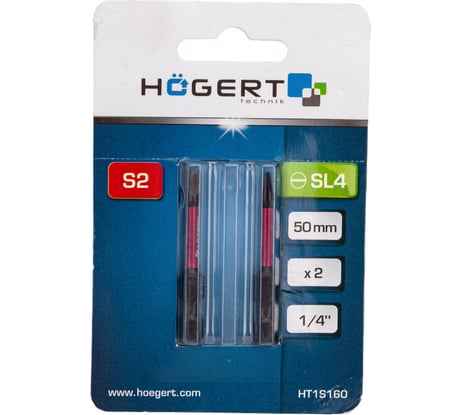 Биты ударные SL4, 50 мм, сталь S2, 2 шт HOEGERT TECHNIK HT1S160