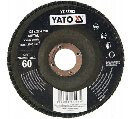 Круг лепестковый тарельчатый 125 мм, Р60, выпуклый YATO YT-83293