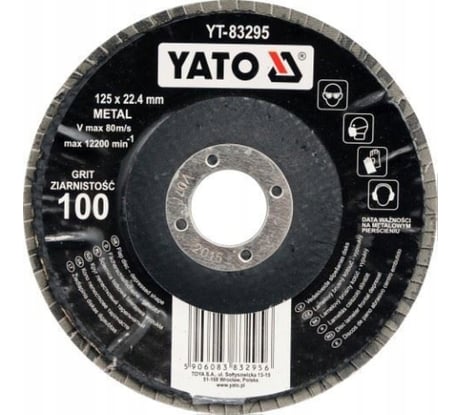 Круг лепестковый тарельчатый 125 мм, Р100, выпуклый YATO YT-83295