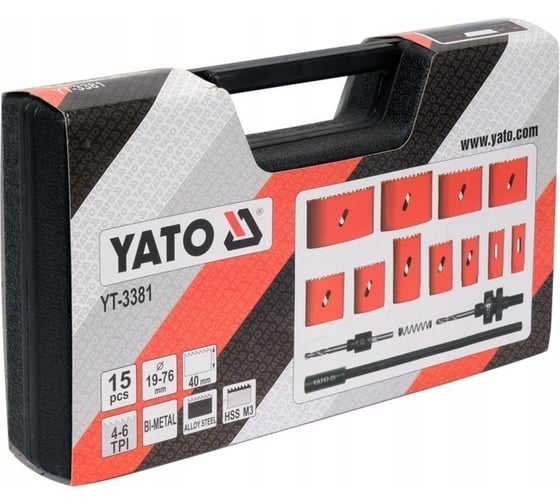 Набор универсальных кольцевых пил YATO 19-76мм 15 предметов YT-3381 36323381 092 1