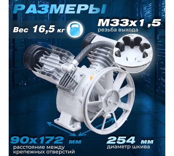Голова компрессорная 380 л/мин, 2.2 кВт, 8 бар ECO AEP-22-380