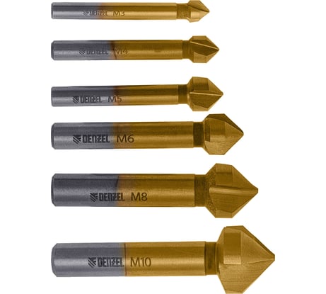 Набор зенковок HSS, M3-M10, 6 шт, металлический кейс Denzel 72313