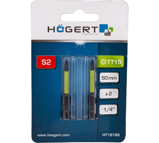 Биты ударные Т15, 50 мм, сталь S2, 2 шт HOEGERT TECHNIK HT1S166 1