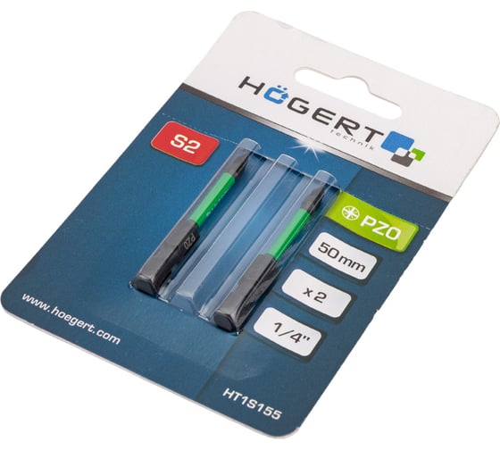 Биты ударные PZ0, 50 мм, сталь S2, 2 шт HOEGERT TECHNIK HT1S155
