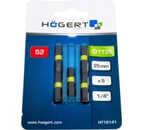 Биты ударные TORX 35, 25 мм, сталь S2, 5 шт HOEGERT TECHNIK HT1S141