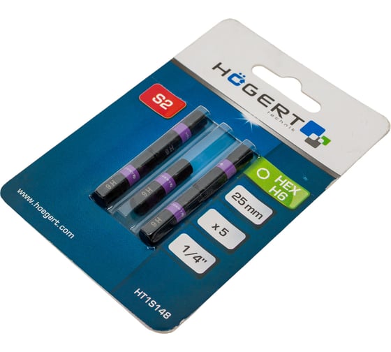 Биты ударные HEX 6, 25 мм, сталь S2, 5 шт HOEGERT TECHNIK HT1S148