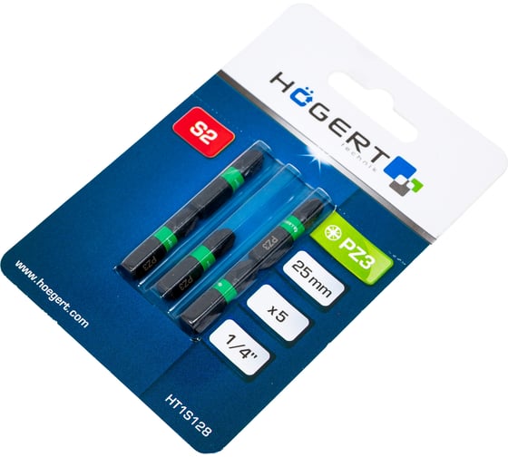 Биты ударные PZ3, 25 мм, сталь S2, 5 шт HOEGERT TECHNIK HT1S128