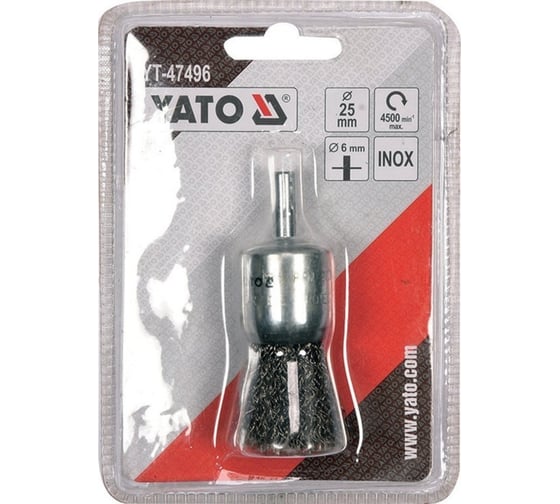 Щетка проволочная кистевая 25 мм, INOX YATO YT-47496