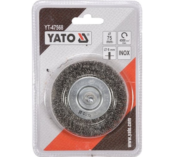 Щетка дисковая 75 мм, гофрированная проволока INOX YATO YT-47568