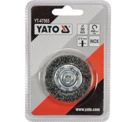 Щетка дисковая 50 мм, гофрированная проволока INOX YATO YT-47565