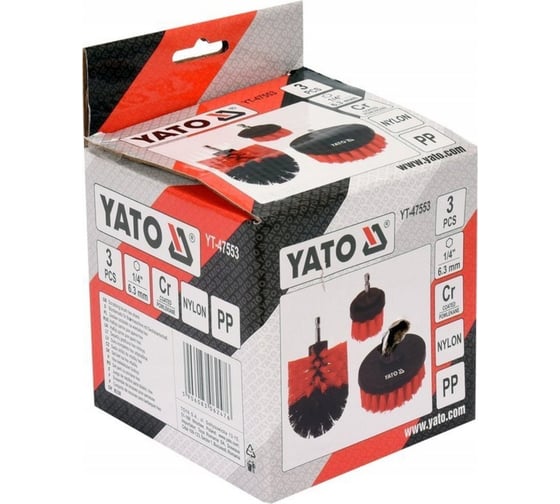 Набор насадок-щёток для дрели 3 шт, хв-к 1/4" YATO YT-47553