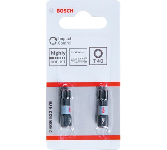 Биты Impact Control T40, 25 мм, 2 шт Bosch 2608522478