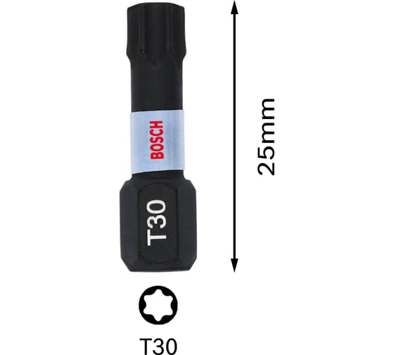 Биты Impact Control T30, 25 мм, 2 шт Bosch 2608522477