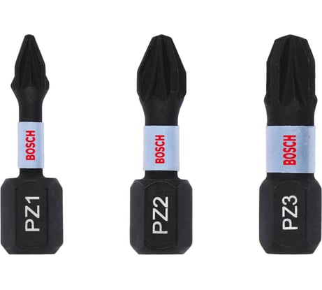 Биты Impact Control 3 шт, 25 мм, PZ1, PZ2, PZ3 Bosch 2608522471