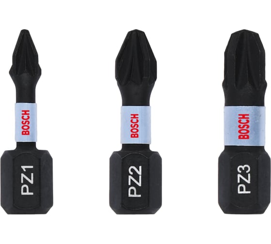 Биты Impact Control 3 шт, 25 мм, PZ1, PZ2, PZ3 Bosch 2608522471 1