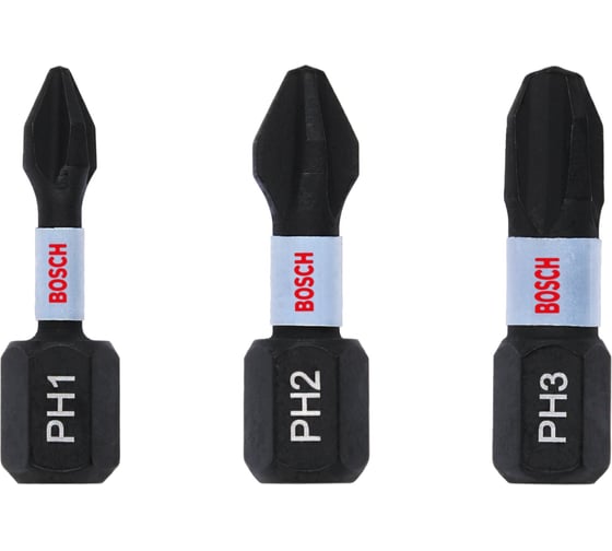Биты Impact Control 3 шт, 25 мм, PH1, PH2, PH3 Bosch 2608522470 1