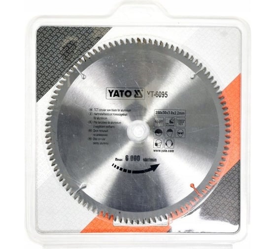 Диск отрезной по алюминию 250x30x3x2.2 мм, 100Т YATO YT-6095