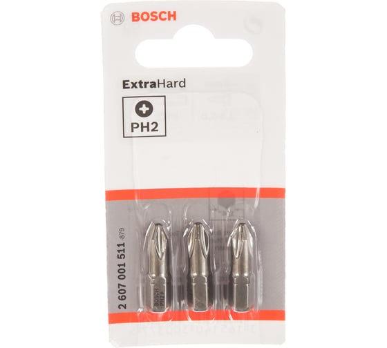 Бита Ph2 3 шт. (хвостовик шестигранный 1/4"; 25 мм) BOSCH 2.607.001.511