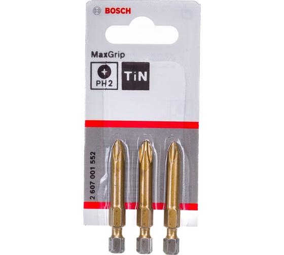 Бита Ph2 3 шт. (хвостовик шестигранный 1/4"; 49 мм; MaxGrip) BOSCH 2.607.001.552 1