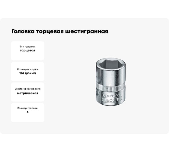 Головка торцевая шестигранная 6 мм, 1/4" GEDORE 6165830