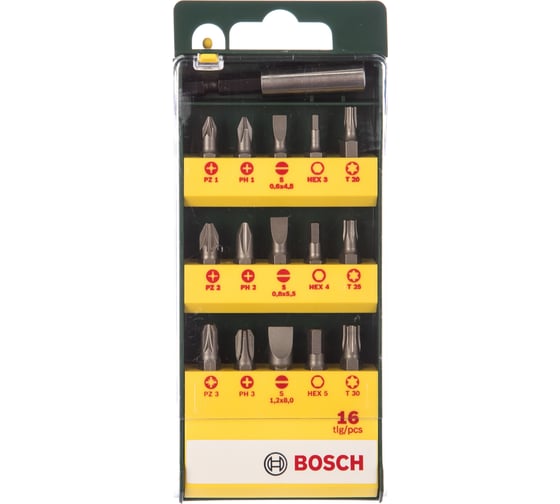 Набор бит 16 шт. (15 бит 25 мм + универсальный держатель) BOSCH 2.607.019.453 1