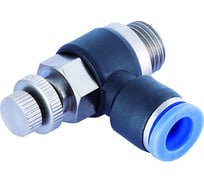 Фитинг-дроссель (пневмодроссель) угловой с наружной резьбой M1/4" SHPI SC 12-02