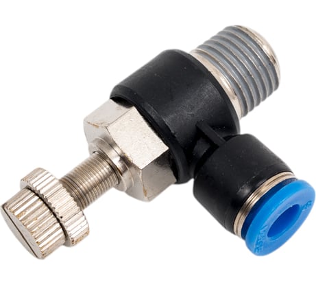 Фитинг-дроссель (пневмодроссель) угловой с наружной резьбой M1/4" SHPI SC 06-02