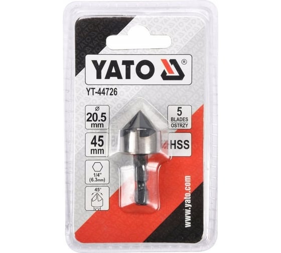 Зенкер конический 20.5 мм, HEX YATO YT-44726
