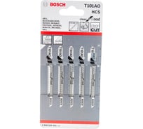 Пилки T101АО для лобзика 5 шт. (56 мм; HCS; чистый пропил) BOSCH 2.608.630.031