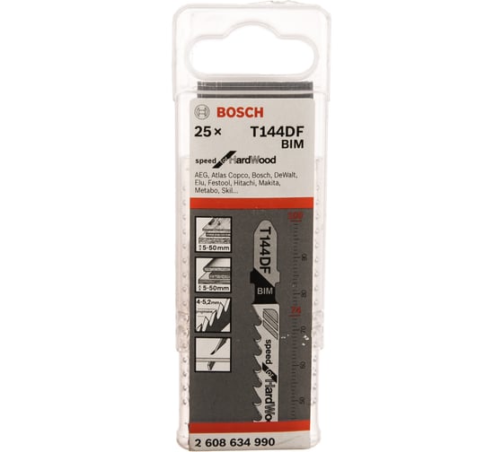Пилки T144DF для лобзиков 25 шт. (74 мм; BIM; быстрый пропил) BOSCH 2.608.634.990
