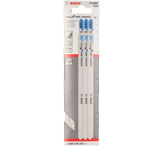 Пилки T718BF для лобзиков 3 шт. BOSCH 2.608.636.335