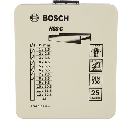 Набор сверл по металлу 25 шт. (1-13 мм; HSS-G) BOSCH 2.607.018.727