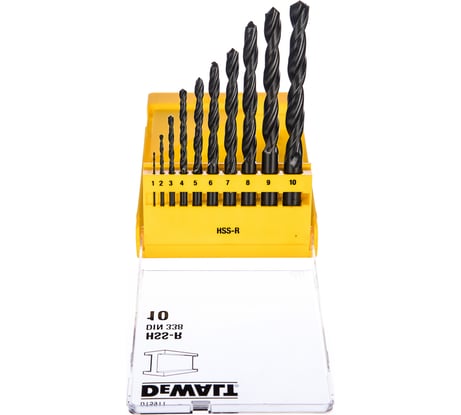 Набор сверл по металлу в пластиковой кассете 10 шт. (1-10 мм; HSS-R) DEWALT DT 5911