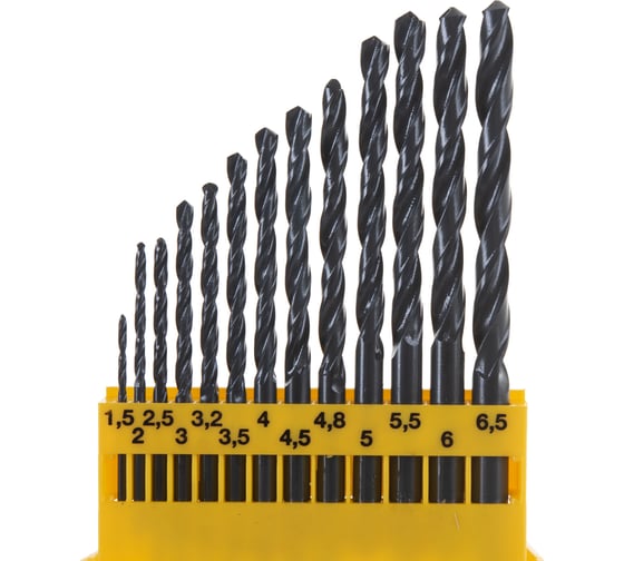Набор сверл по металлу в пластиковой кассете 13 шт. (1,5-6,5 мм; HSS-R) DEWALT DT 5912